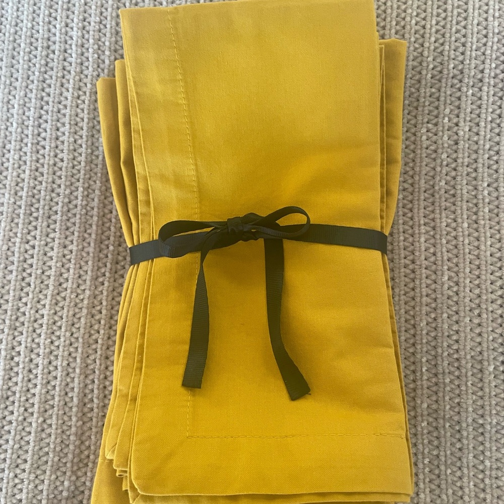 Eight Mustard Crate & Barrel Cloth Napkins